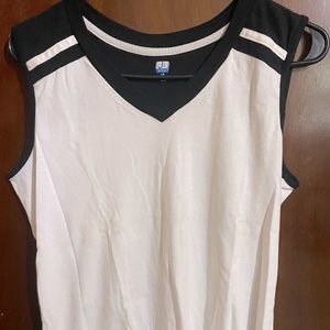 Black and white athletic fitted sleeveless top